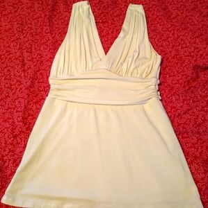 White House Black Market Cream Sleeveless Shirt